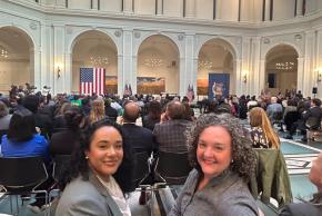 Courtney Bryan with Director of Government Relations Hailey Nolasco at signing of Clean Slate legislation