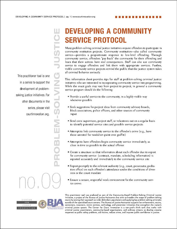 Fact Sheet: Developing a Community Service Protocol - Center for ...