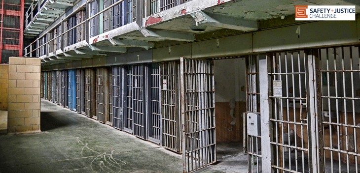 Prison cell blocks with open door