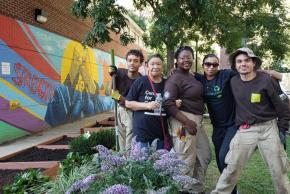 gardening and mural with Neighborhood Safety Initiatives