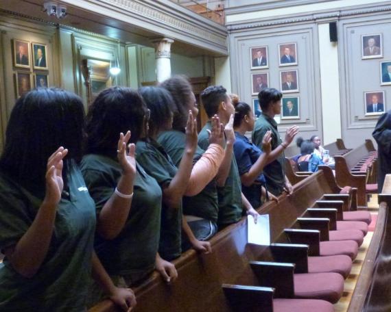 Newark Youth Court members taking their oath