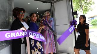 Judge Janet DiFiore Cuts the Ribbon at Legal Hand Launch in the Bronx