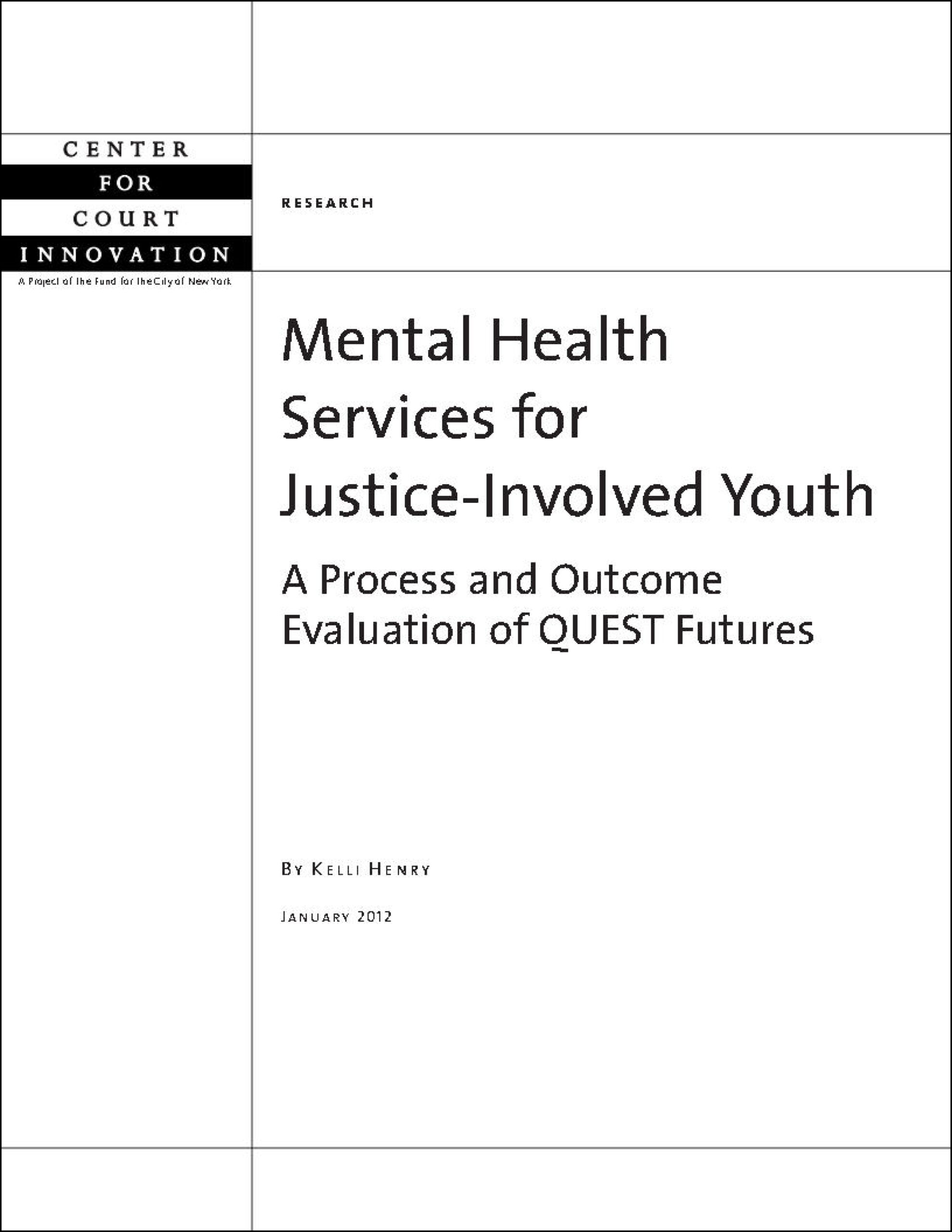 Mental Health Services for Justice-Involved Youth