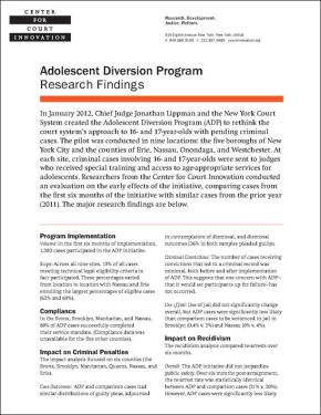 Adolescent Diversion Program Research Findings