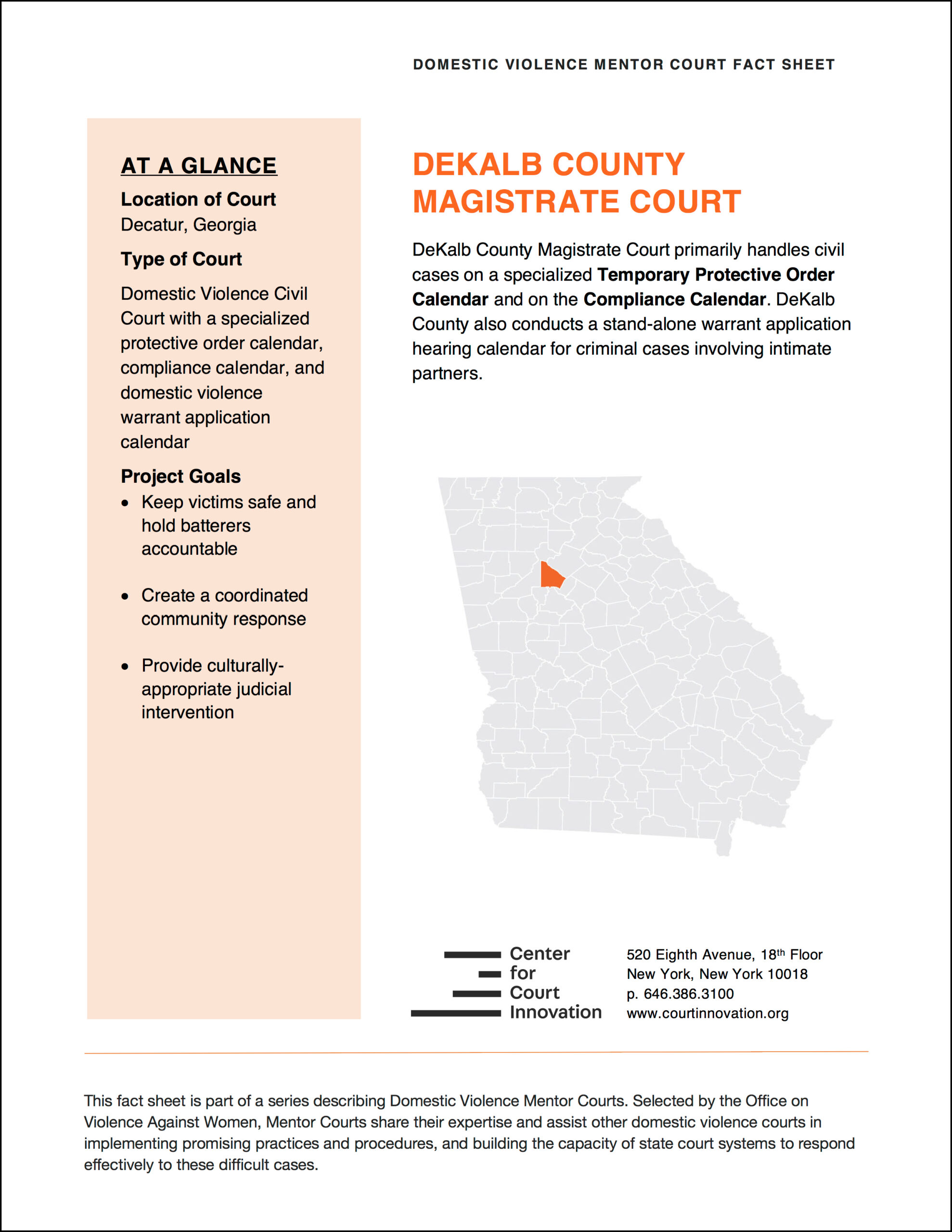 Domestic Violence Mentor Court Fact Sheet: Ada County, Idaho Cover