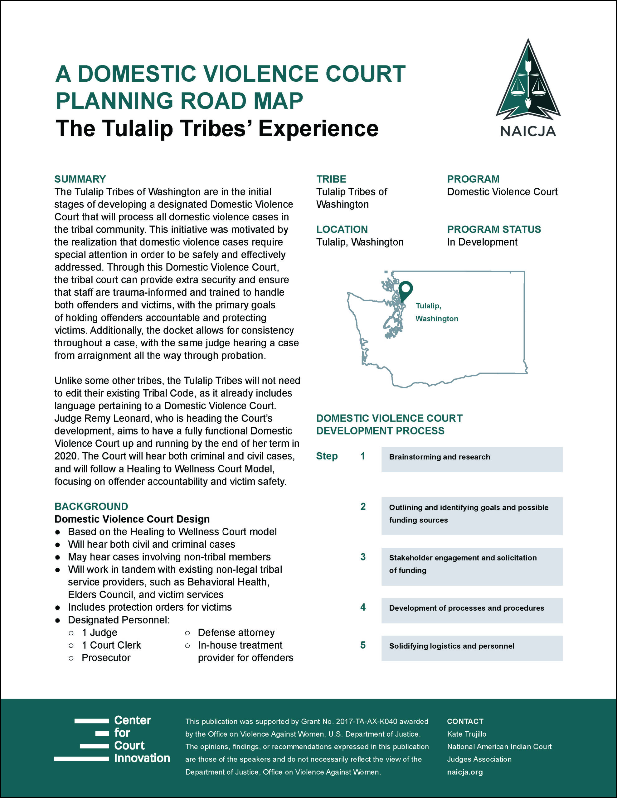 Cover of report "Domestic Violence Court Planning Road Map: The Tulalip Tribes’ Experience"