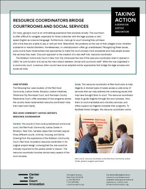 Cover for Taking Action: Resource Coordinators Bridge Courtrooms and Social Services