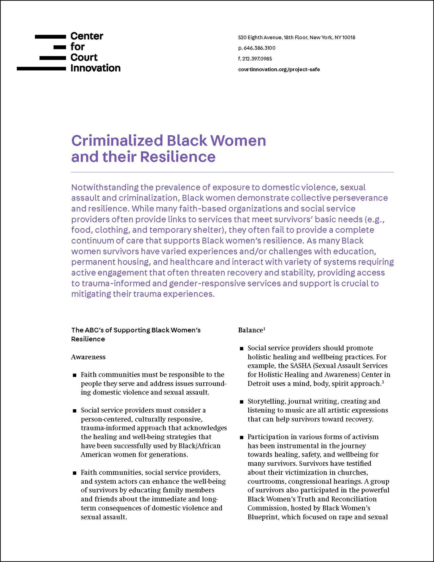 COVER Criminalized Black Women and their Resilience