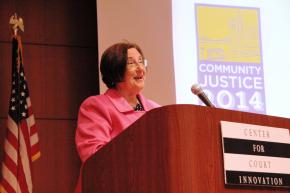 Denise O’Donnell, director of the Bureau of Justice Assistance, delivers the keynote address at the opening of Community Justice 2014.