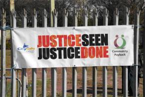 The use of signs helps the North Liverpool Community Justice Centre maintain visibility in the community