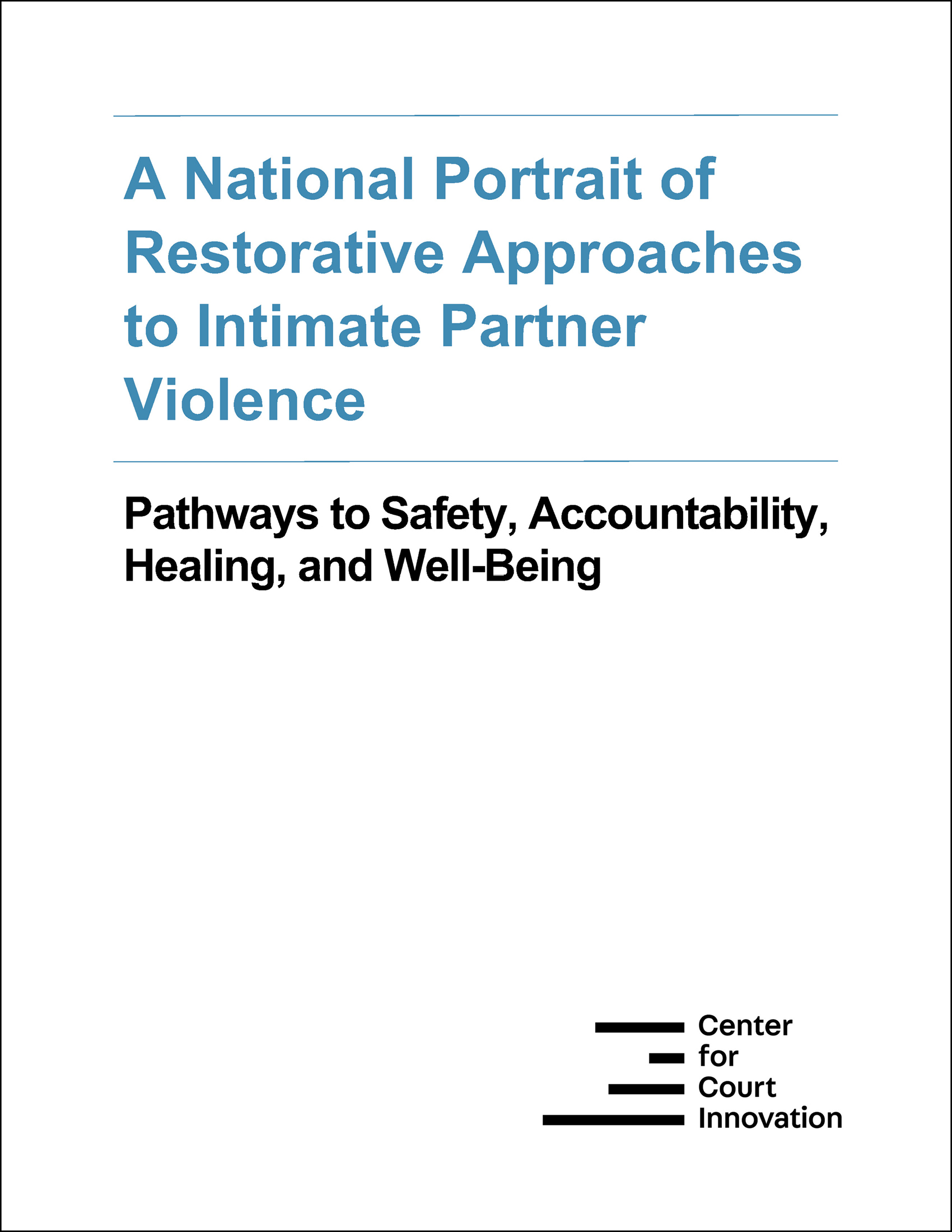 Cover of report: A National Portrait of Restorative Approaches to Intimate Partner Violence