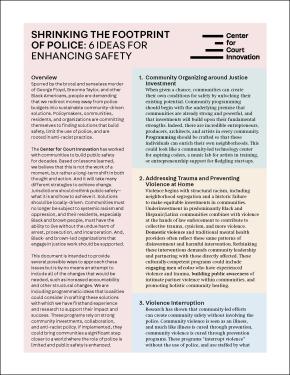 Front page of "Shrinking the Footprint of Police: Six Ideas for Enhancing Safety"