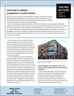 Cover image for Taking Action: Spokane's Library Community Court Model