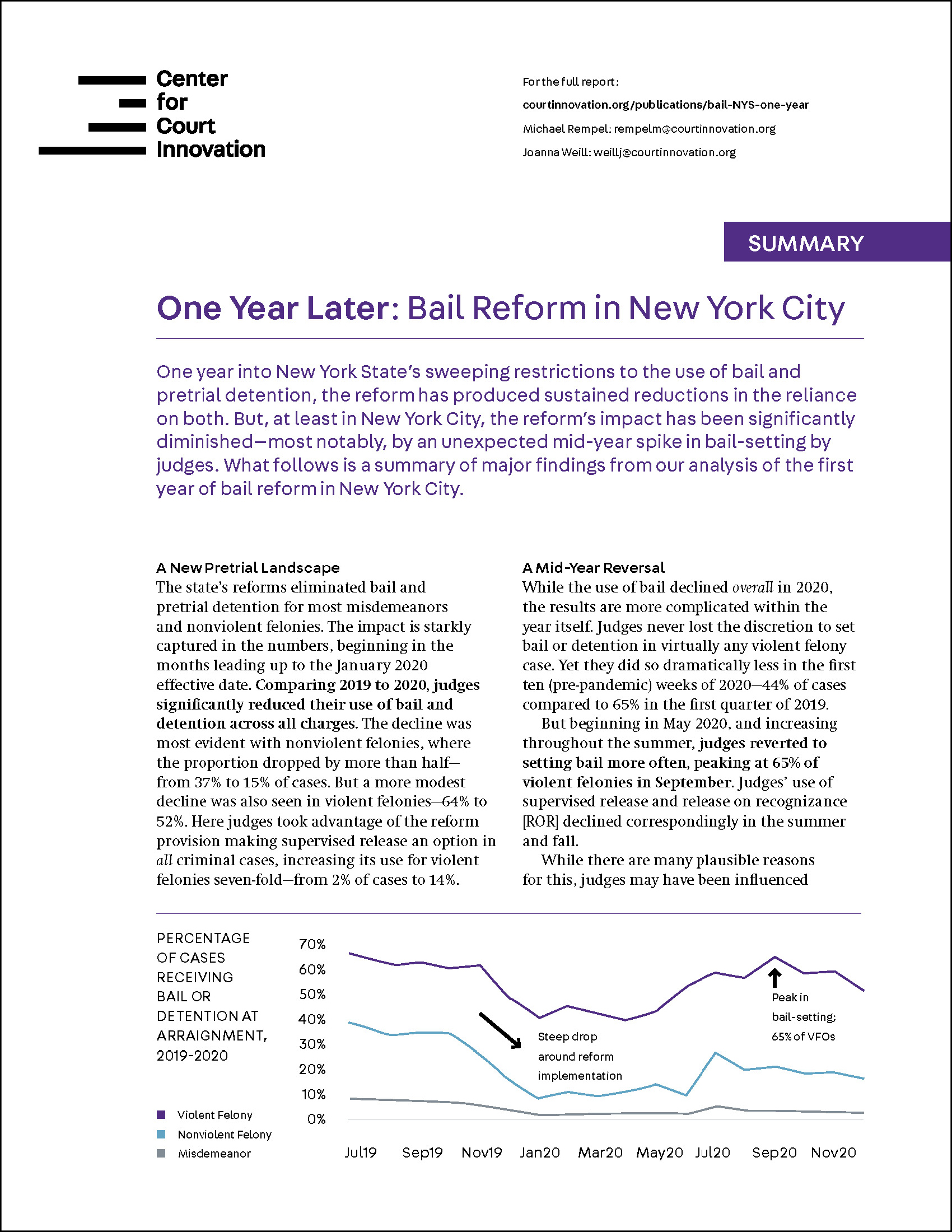 Bail Reform NYS One Year Later cover