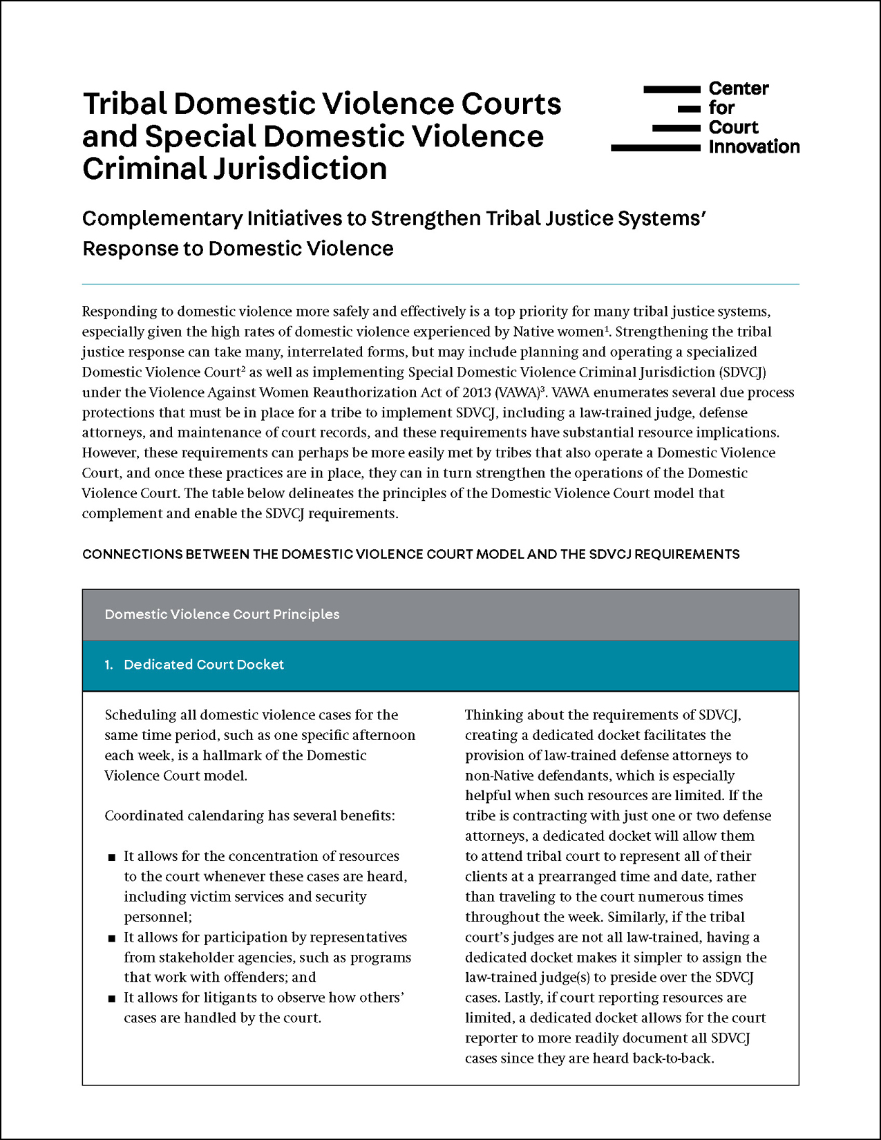 Tribal Domestic Violence Courts and Special Domestic Violence Criminal Jurisdiction COVER