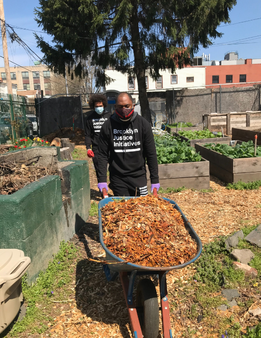 Saadiq working in the garden