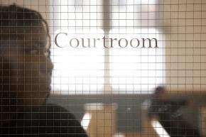 frosted courtroom door