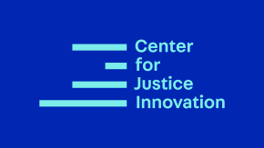 Center for Justice Innovation, light blue text on darker blue background
