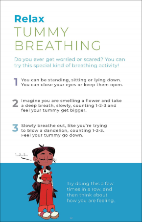 A breathing exercise for children included in one graphic novel.