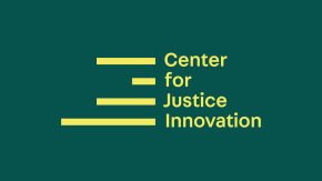 Center for Justice Innovation logo in yellow on a dark green background