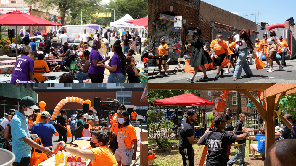 A collage of four outdoor summer events.