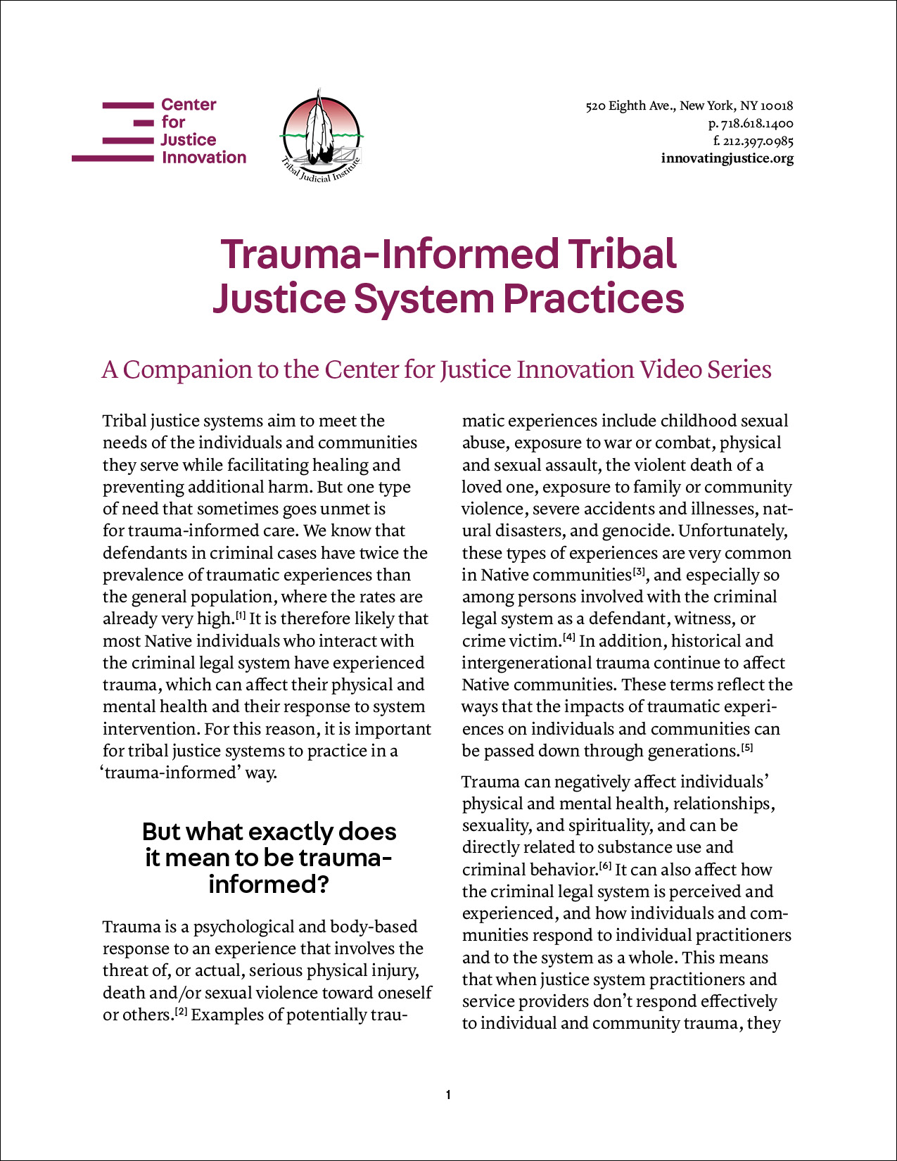 Trauma-Informed Tribal Justice System Practices
