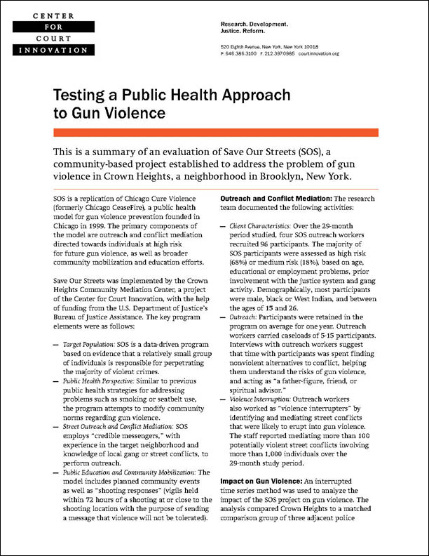 Testing a Public Health Approach to Gun Violence: A Summary - Center ...