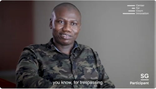 A participant called SG, dressed in a camo jacket, sits in front of a neutral background, slightly smiling