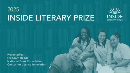 Inside Literary Prize judges, logo, and information