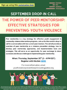 Flyer with title, registration link, and description for drop-in call event