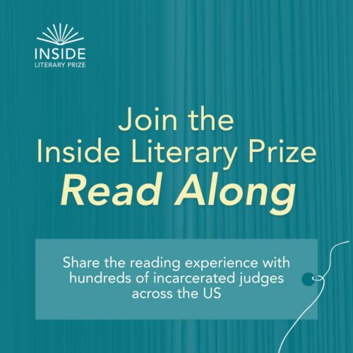 Yellow text over a teal background. Logo on the top left of the Inside Literary Prize. Text says 